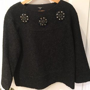 Black brocade sweatshirt with crystal accents. Size US6. NWT.
